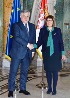 31 January 2018 National Assembly Speaker Maja Gojkovic with the President of the European Parliament Antonio Tajani